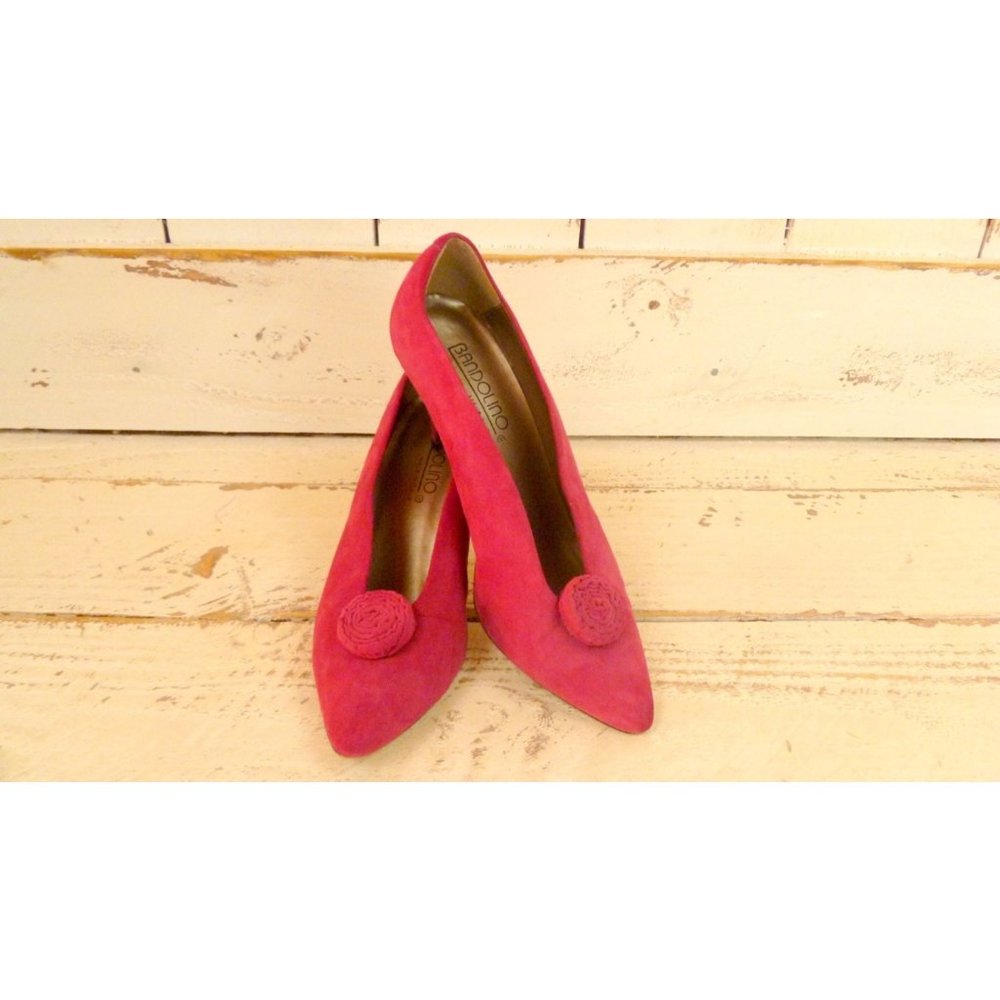 Fuchsia pink suede leather vintage heels